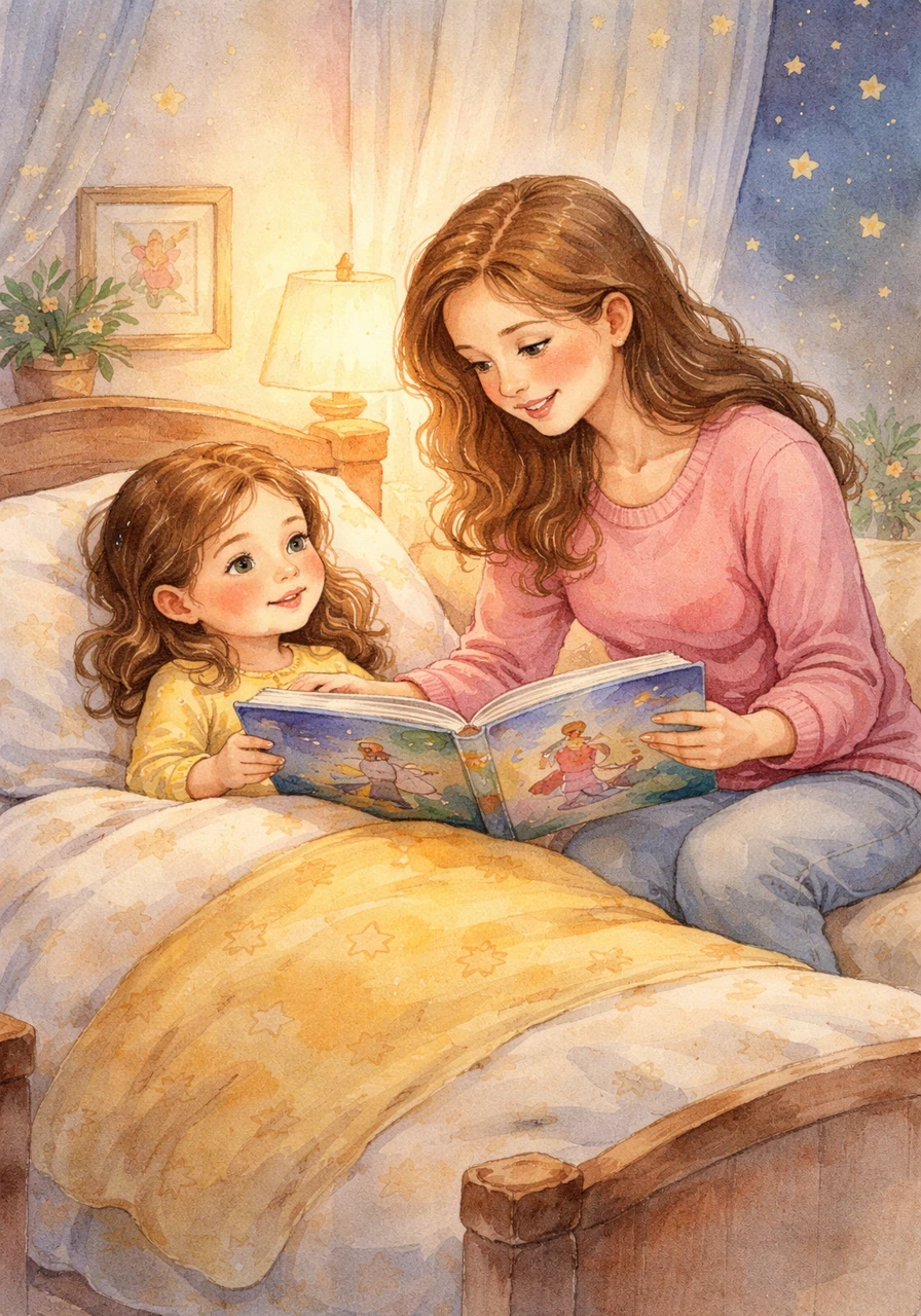 When Charlotte is healthy again, Mom reminds her of the golden rule: special nights are for cuddles, but regular nights are for her own wonderful bed. They brush their teeth together and read a magical story about a brave little girl who ruled her own bedroom kingdom.