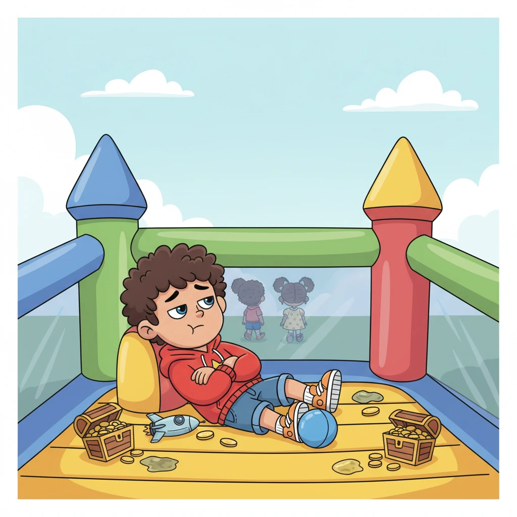 As weeks passed, Pip's initial excitement began to fade. He started leaving his toys scattered inside the castle and complaining about the "effort" of bouncing. He stopped inviting his friends, preferring to play alone or simply ignore the magnificent structure.