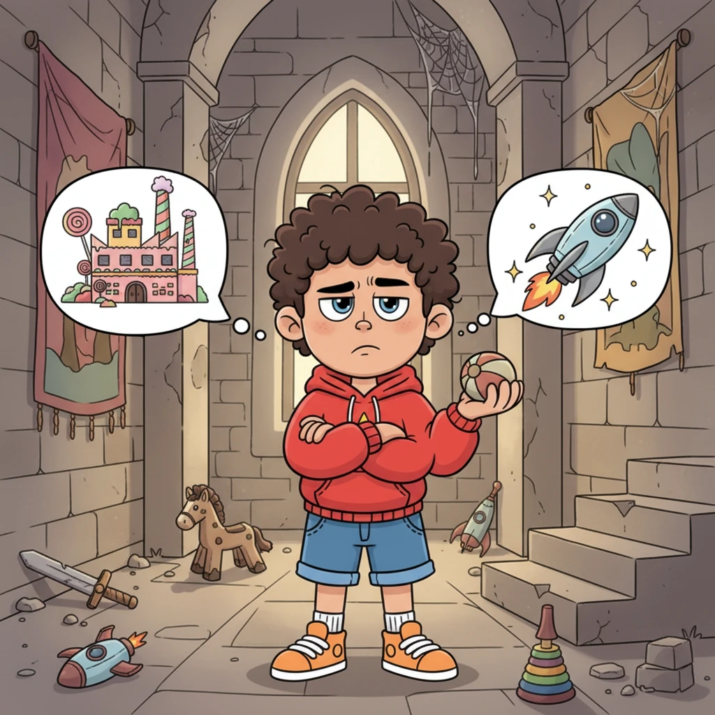"This old thing is so boring!" Pip huffed one afternoon, crossing his arms. "I wish I had a rocket ship, or maybe a giant candy factory! Bouncing is just... tedious now." His grumpy words seemed to echo sadly around the neglected castle.