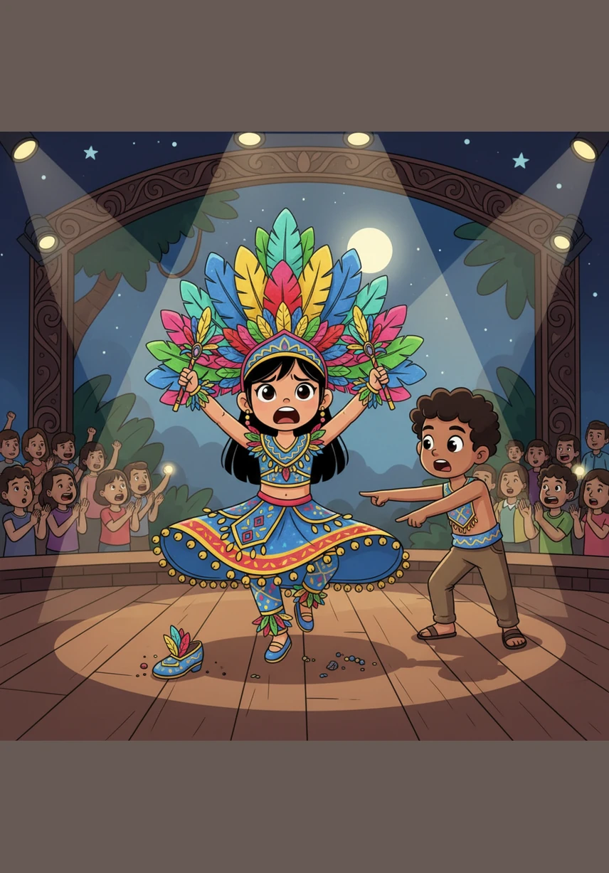 When Ana’s headpiece slips during a difficult turn, a fellow dancer quickly reaches out to steady it with a reassuring wink. She realizes she isn't alone; everyone is looking out for one another, fixing costumes and cheering to keep the energy high.