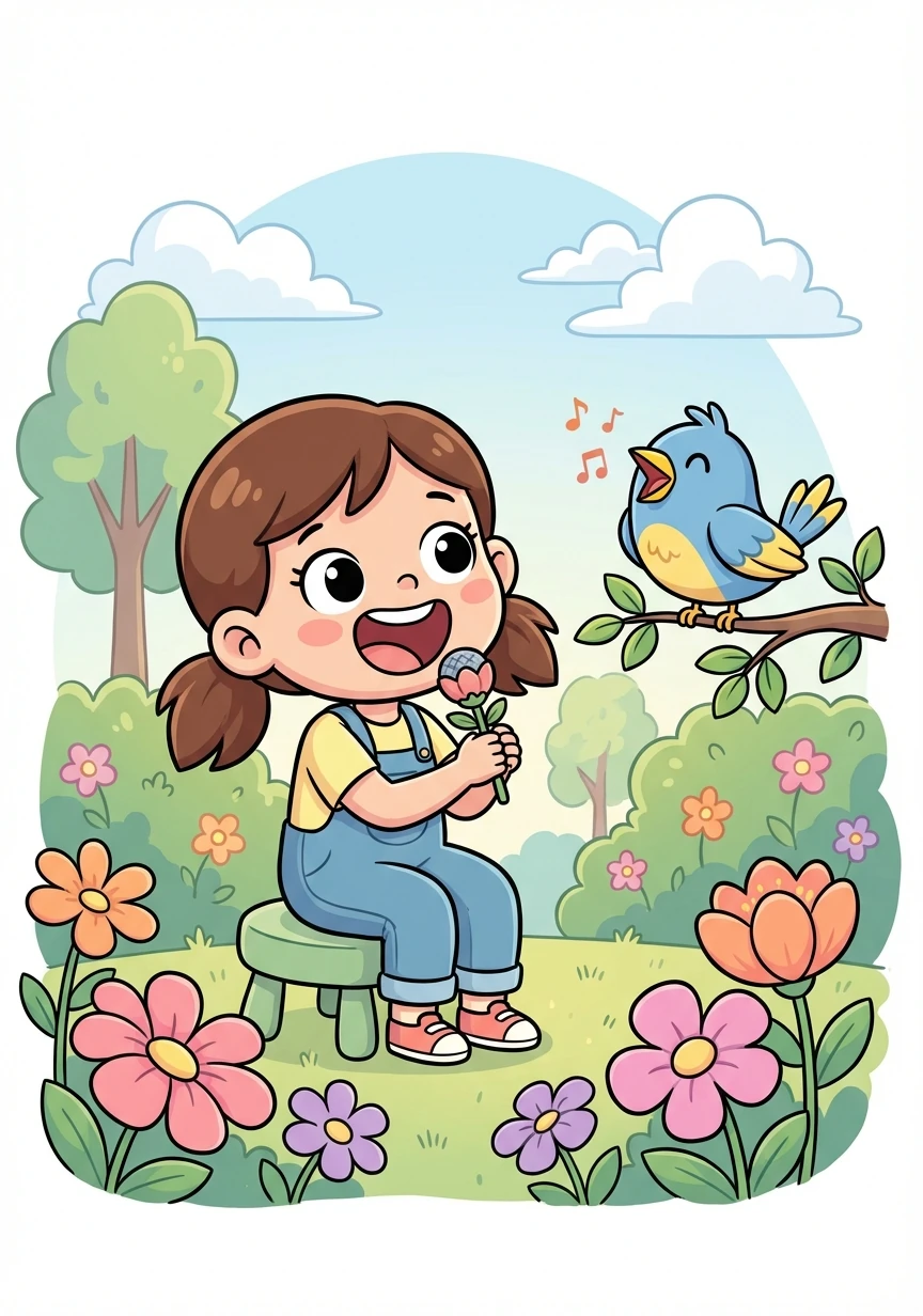 As the bird grew stronger, it became Lily's constant companion. They would sing songs together in the garden, their voices filled with joy.