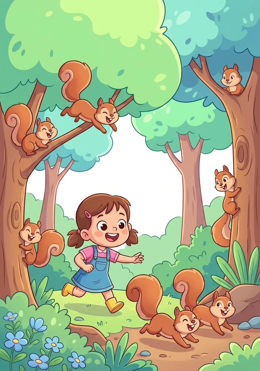 Deep in the forest, Lily discovered a playful group of squirrels. They loved to chase each other up the trees, their bushy tails twitching with excitement.