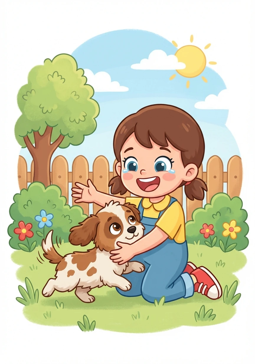 One day, a lost and lonely puppy wandered into Lily's yard. She welcomed him with open arms and named him Lucky.