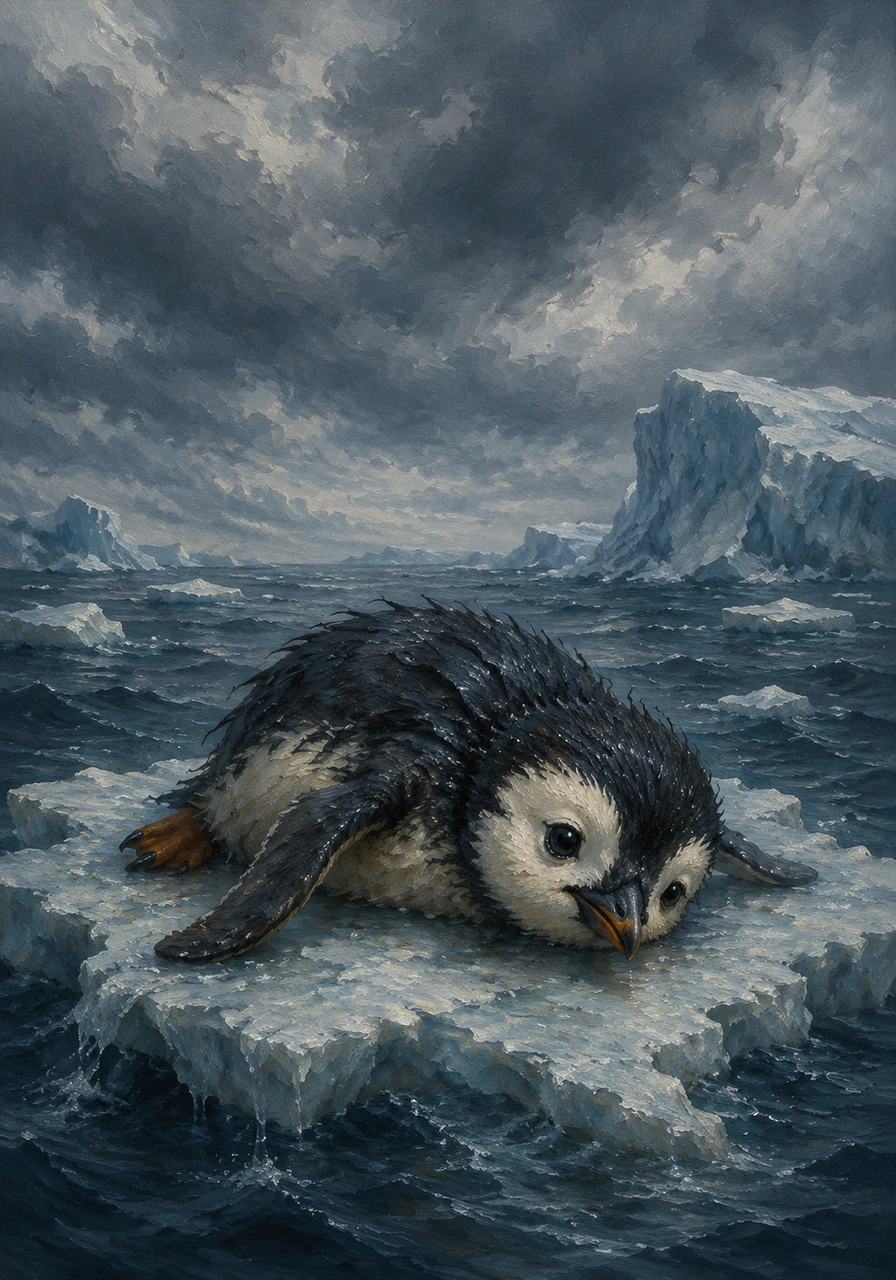 Deep in the vast, freezing expanse of the Antarctic, a tiny penguin named Pippin lay weakly on a crumbling piece of ice. Separated from his colony by a sudden, violent storm, his feathers were drenched and his energy was almost completely gone.