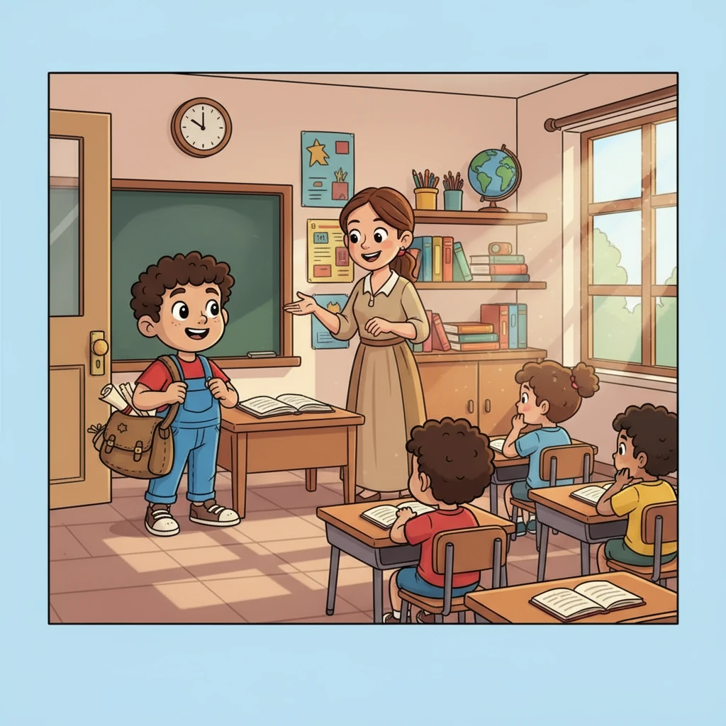 A menudo llegaba tarde, pero con una sonrisa y una gran determinación. Prestaba mucha atención a su maestra, la Señorita Elena, quien siempre le animaba a seguir adelante. La dedicación era su mejor herramienta.