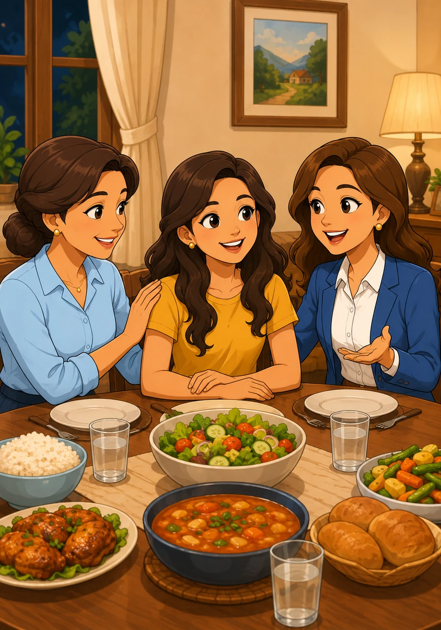At home, the family gathers to celebrate her day, sharing stories and laughter around the dinner table. The love and support she receives make her journey toward the future bright and hopeful.