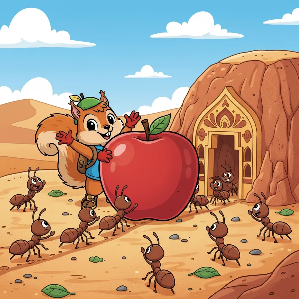 کئی گھنٹوں کی محنت کے بعد، چیونٹیوں نے سیب کو اپنی کالونی تک پہنچا دیا۔ دوسری چیونٹیوں نے چنٹو کی بہادری اور لگن کی تعریف کی۔ چنٹو بہت خوش تھی۔