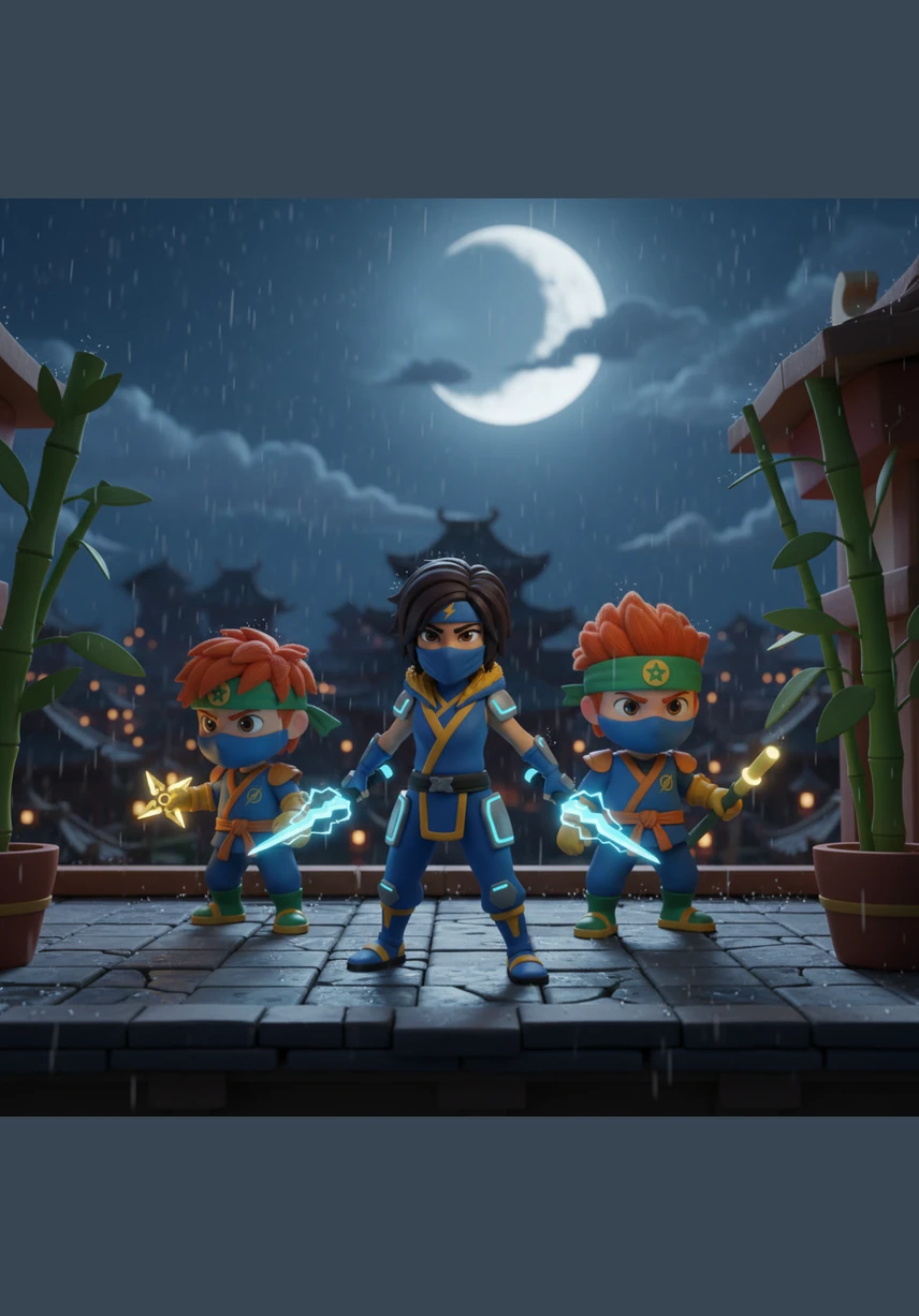 As the sun sets behind the towering skyscrapers, the new team of ninjas stands together on a rooftop overlooking the peaceful streets. They have proven themselves worthy of the name, ready to face whatever challenges the future of Ninjago holds. A new era has truly begun.