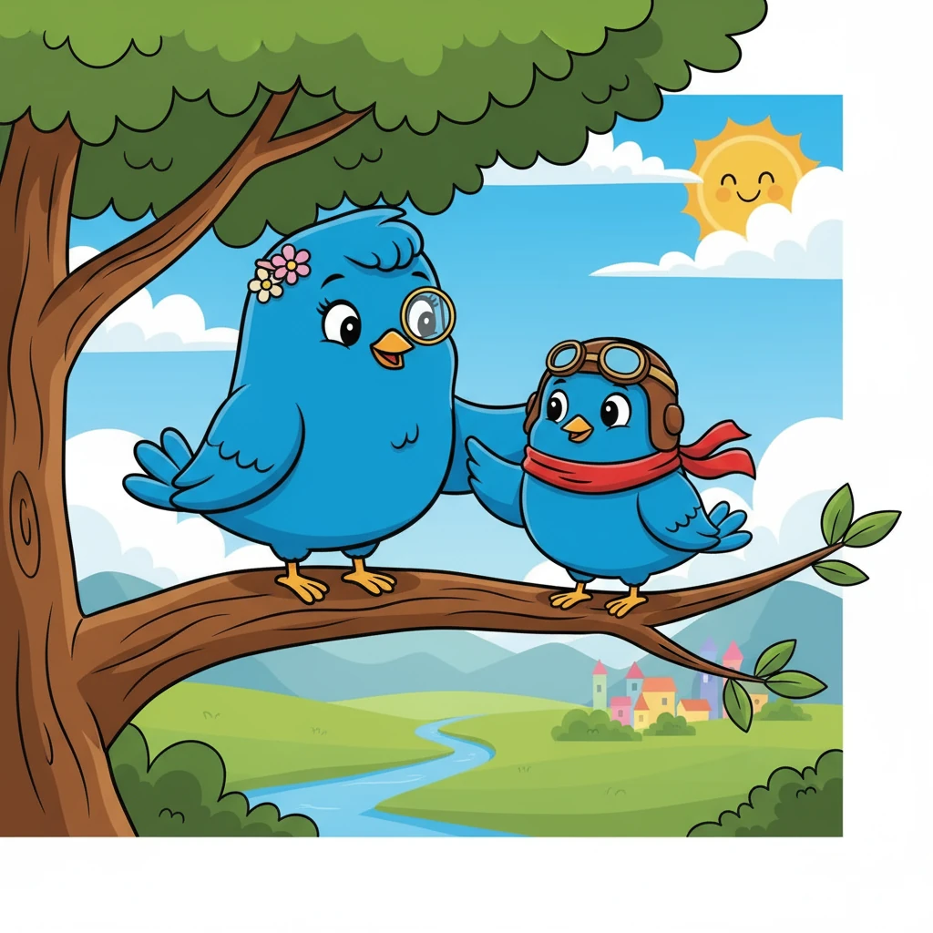 Sua mamãe, uma passarinha doce e sábia, pousa ao lado dele e sorri com carinho. Ela diz: “Lalu, meu amor, você tem asas para voar! Mas em vez disso, você se preocupa com coisas que não ajudam a subir. Quando estiver lá no alto, sentindo o vento nas penas e vendo o mundo lá de cima, nem vai lembrar das suas unhas ou do seu bico limpinho.”