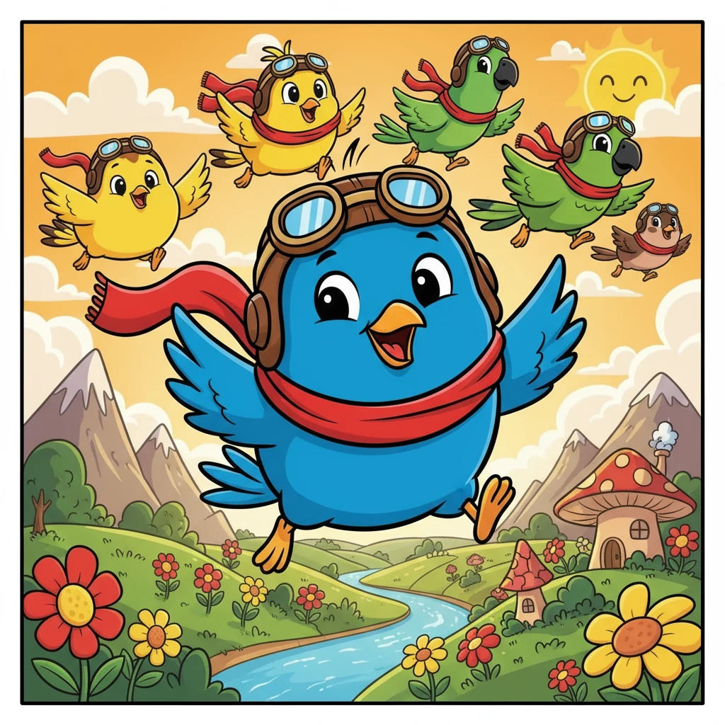 Agora, todos os dias, Lalu acorda cedo e voa com seus amigos. Ele descobre novos lugares, vive aventuras e volta sempre com as penas bagunçadas — e um sorriso enorme no rosto.