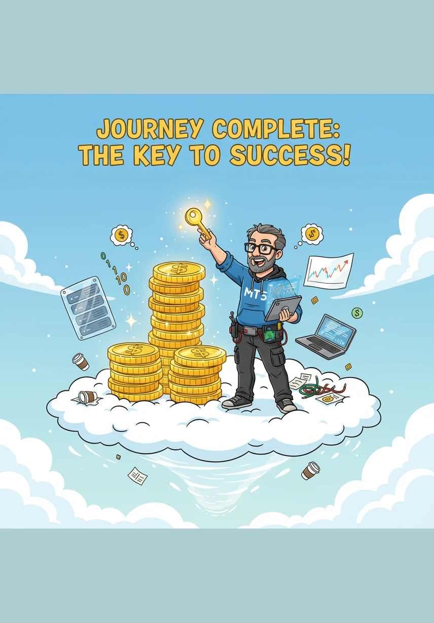 The algorithm finally executes a perfect trade, entering at the start of a trend and exiting just as it breaks. Alex watches with a satisfied smile as his digital creation navigates the complex financial world with silent, automated precision.