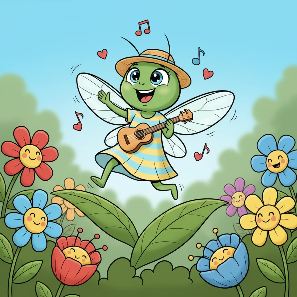 Ma Cico non ci pensava. L'estate era lunga e piena di musica! Continuò a cantare e a danzare tra i fiori colorati, saltando da una foglia all'altra. Ogni giorno era una festa, un'occasione per divertirsi e fare nuove melodie.