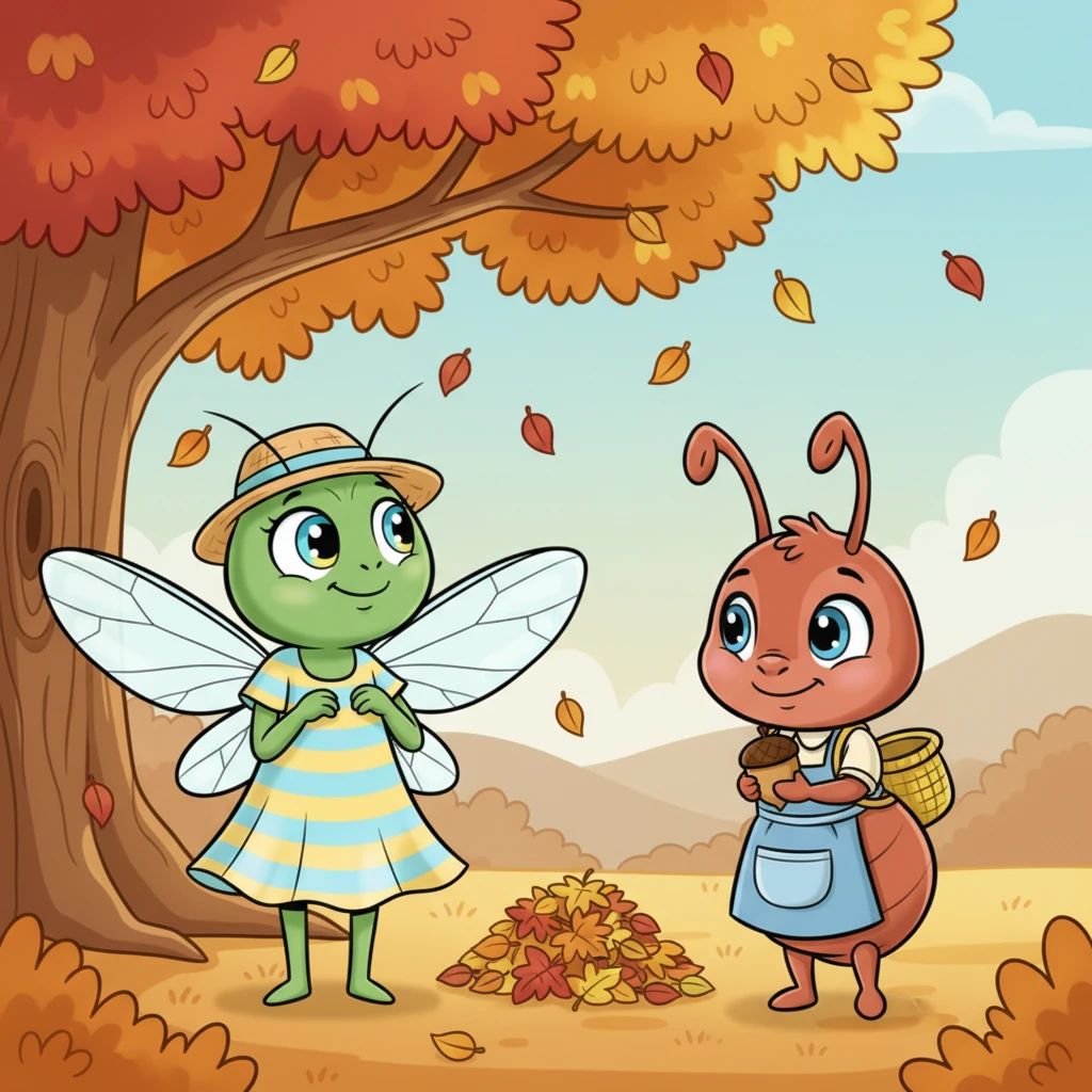 Pian piano, le foglie iniziarono a cambiare colore, trasformandosi in sfumature di rosso e oro. L'aria divenne più fresca e Cico, per la prima volta, sentì un brivido. Guardò Formichina, che era ancora impegnata, anche se con meno fretta.