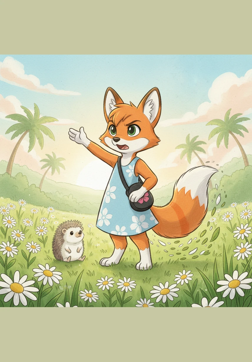 Standing tall in a patch of daisies, Lilo makes a grand announcement to the morning sun. She decides that today is the day she will finally teach her wiggly, swishy tail how to behave properly like a normal fox tail.