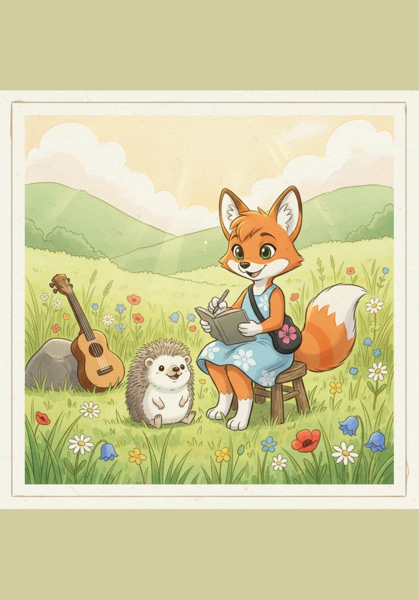 She tries to creep past the singing birds in the meadow, but her tail begins to dance and swish-swish against the tall grass. The birds chirp with delight at the fluffy performance, while Lilo frowns at her unruly and energetic tail.
