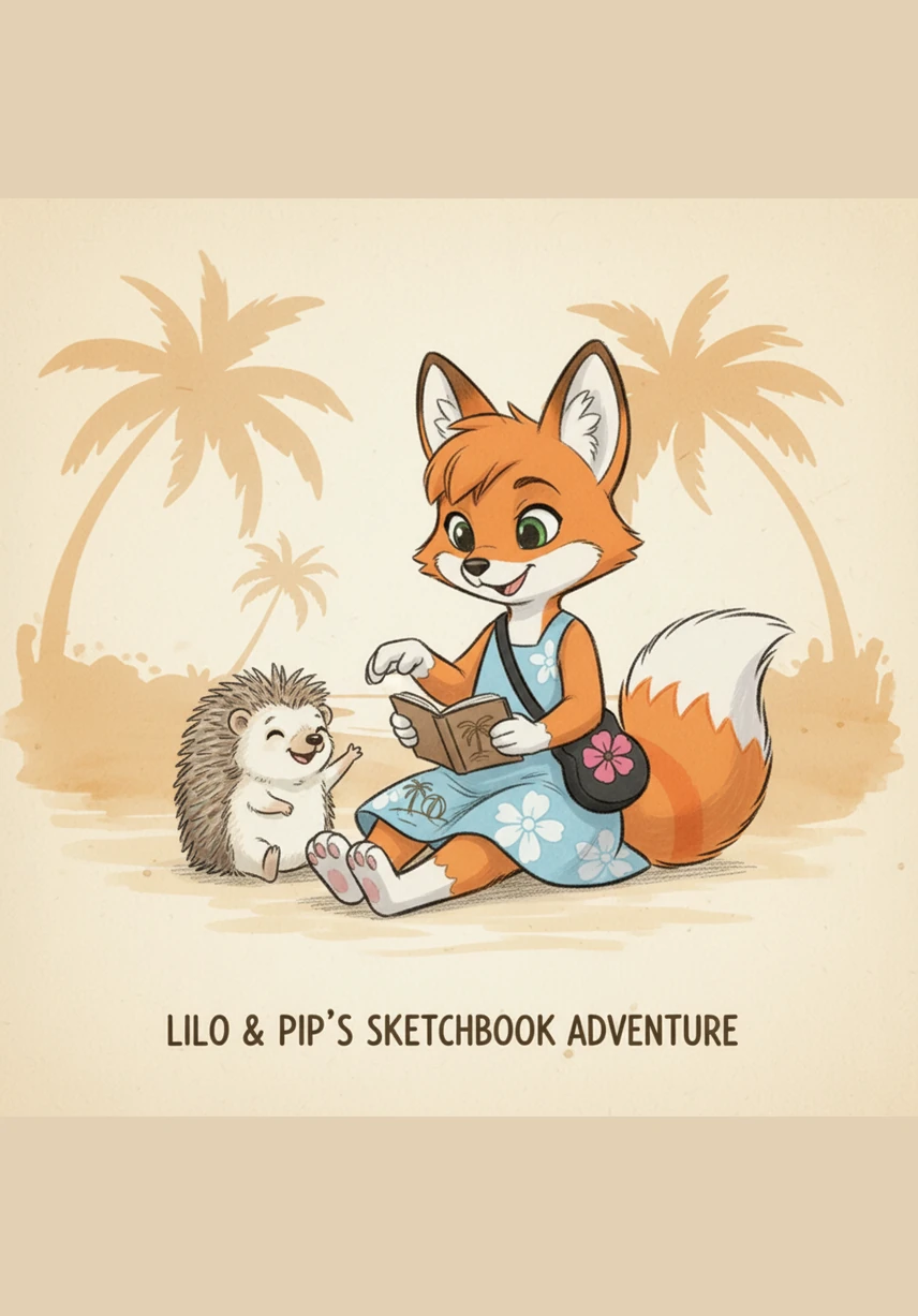 To Lilo's surprise, the sticky burrs cling to her soft fur, lifting away from the hedgehog one by one. She wags her tail back and forth with a laugh until Pip is finally free, rolling away with a happy squeak of joy.