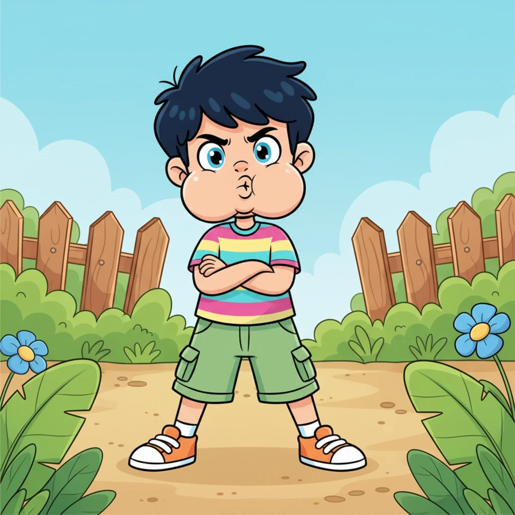 Leo era un bambino vivace con un sorriso contagioso, ma a volte, quando non voleva fare qualcosa, la sua risposta preferita era un sonoro "NO!". Incrociava le braccia con decisione, e la sua faccia diventava un buffo broncio gigante. Sembrava che il mondo dovesse andare sempre a modo suo.