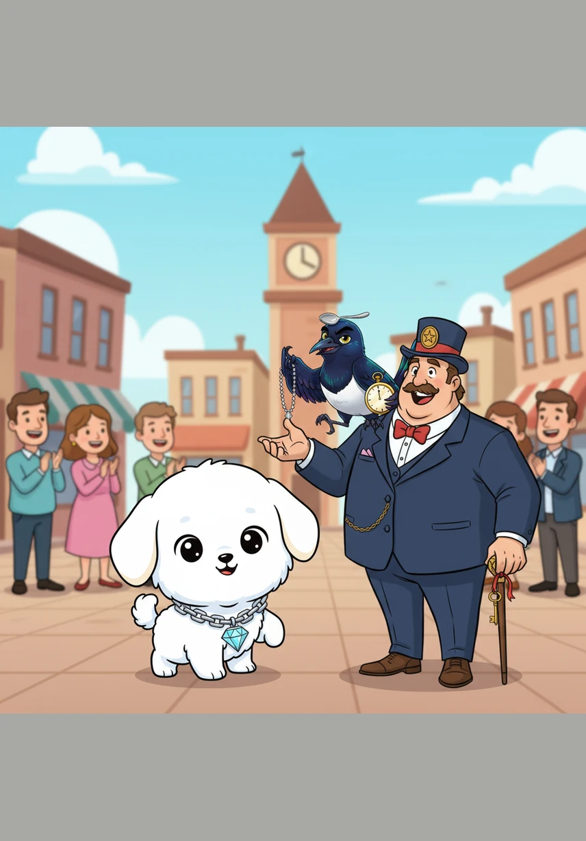 When Oliver dropped the key at the Mayor's feet, the whole town erupted in cheers and loud applause. The Mayor knelt down to pat Oliver’s soft head, amazed that such a small and cute dog could solve a mystery that had stumped all the adults.