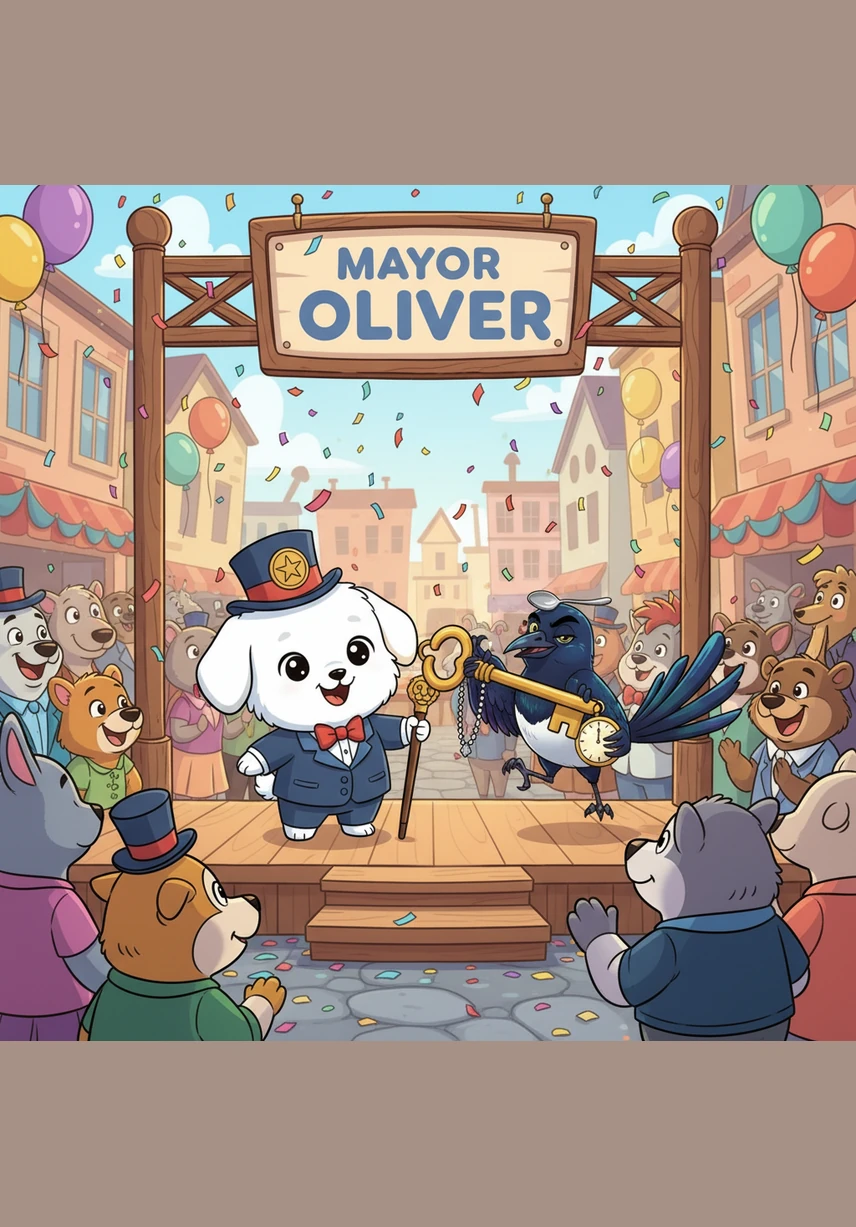 To celebrate his brilliance, the town held a special ceremony where Oliver was awarded a shiny blue ribbon and a mountain of his favorite peanut butter treats. He looked absolutely adorable sitting on the podium, his glasses reflecting the sunlight as he gave a happy, polite bark.