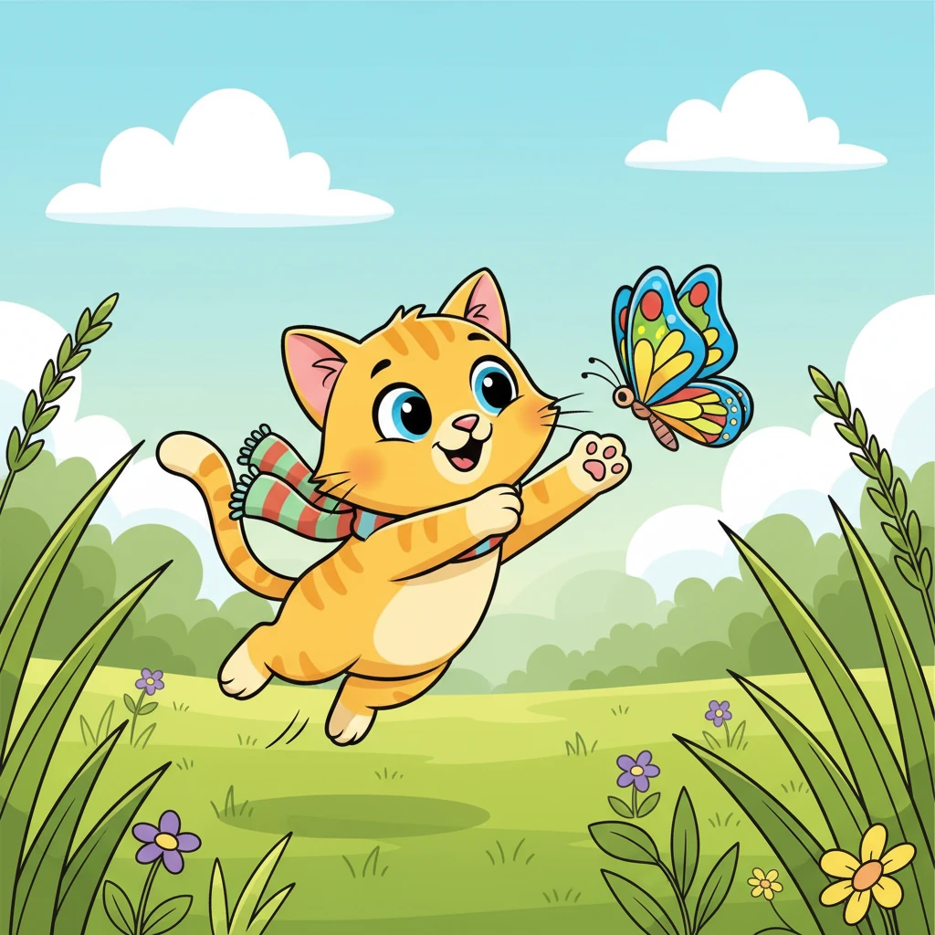 Suddenly, a colorful butterfly fluttered past, catching Bella's attention. She pounced playfully, her tiny paws batting at the air with surprising agility. For a moment, she forgot her hunger, chasing the dancing wings with all her might.