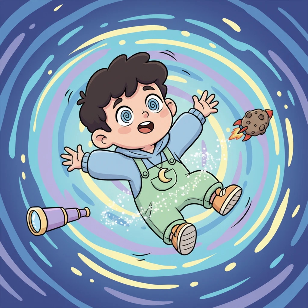 Într-un moment de neatenție, Steluța se ciocni de un asteroid micuț și grăbit, care zbura pe o traiectorie fixă. Impactul a fost ușor, dar suficient să o dezechilibreze din jocul ei. Steluța se învârti în cerc, amețită, pierzându-și direcția.