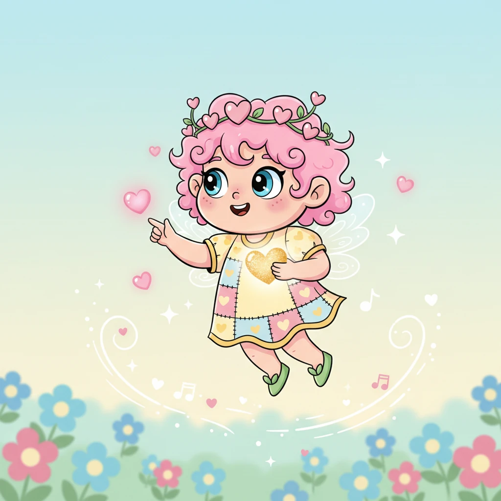 In a world where feelings were just soft whispers, lived Rosie Radiance, a tiny sprite with a big, sparkly heart. She floated among gentle breezes, noticing small joys but longing for something grander, a day dedicated to celebrating affection.