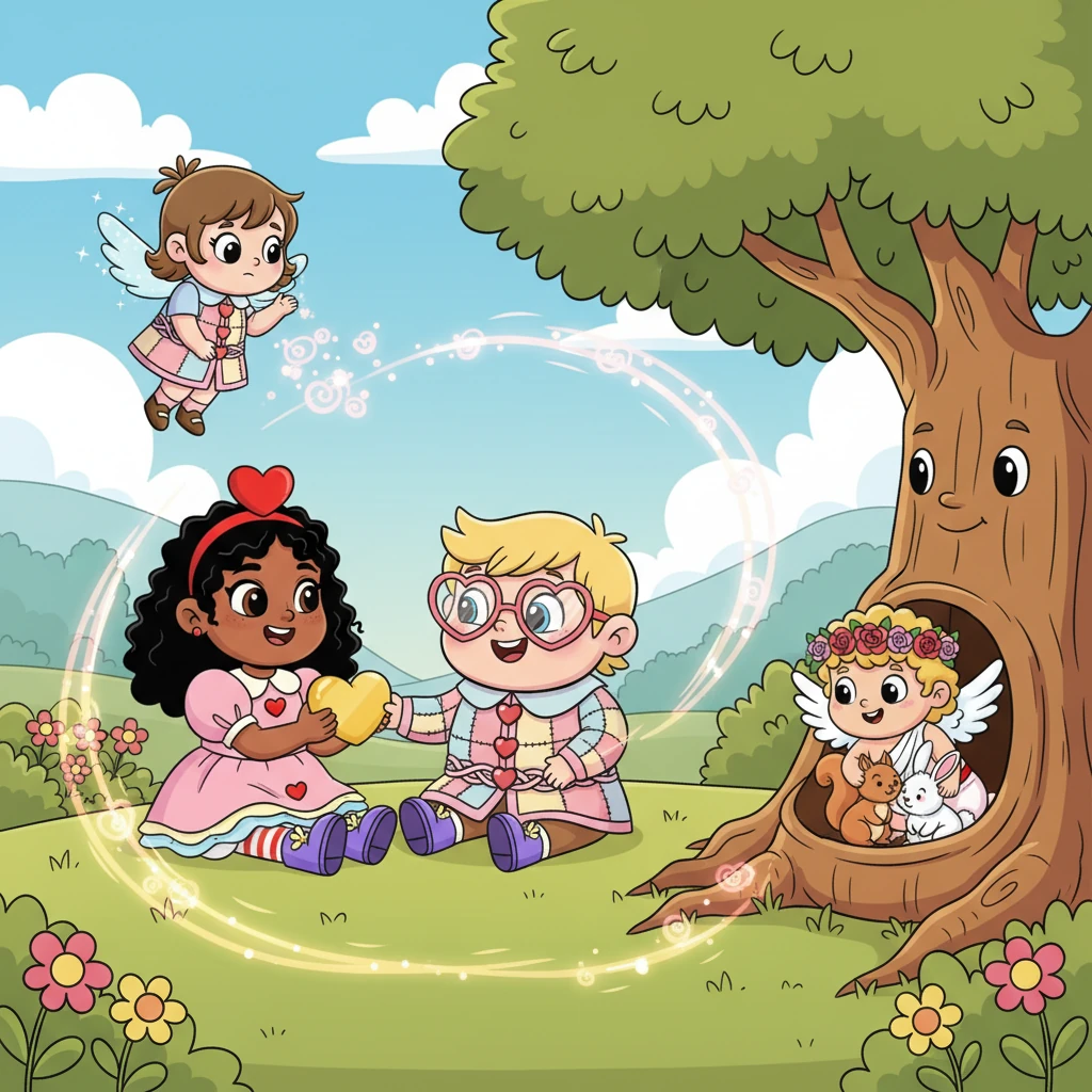 Rosie observed children playing, sharing toys with quiet smiles, and animals cuddling in their dens. While these moments were sweet, her sprite heart yearned for a way to make all that hidden warmth burst into the open, a visible celebration of love.