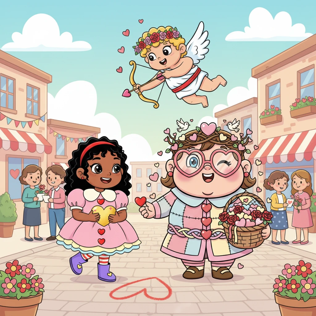 The next day, people everywhere woke up with a wonderful urge to share affection. They drew hearts, gave flowers, and exchanged kind words, celebrating a brand-new day of love. Unbeknownst to them, they were celebrating Rosie's special creation, which soon became known as Valentine's Day.