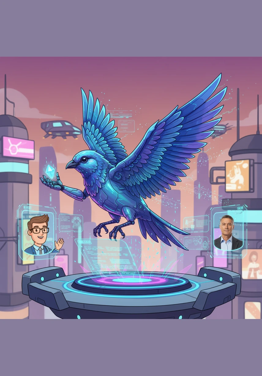 The Communication Agent takes the form of a swift, iridescent bird, ready to carry messages across the digital landscape. It instantly translates requests and manages negotiations between merchants and buyers with unmatched precision.