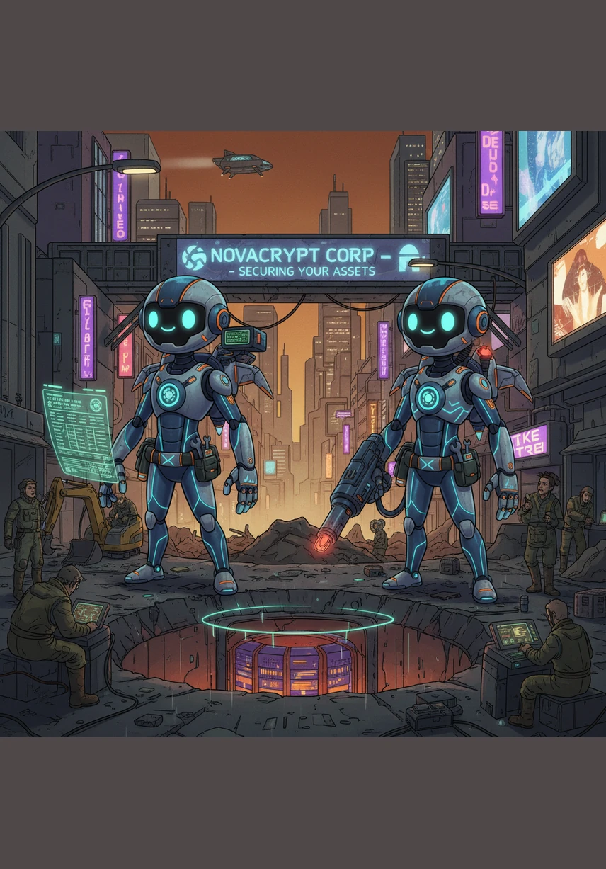 As a high-value quote is approved, the Finance and Safety Agents stand as twin sentinels over the transaction. Their shields of encryption pulse with light, protecting every coin and piece of data from harm.