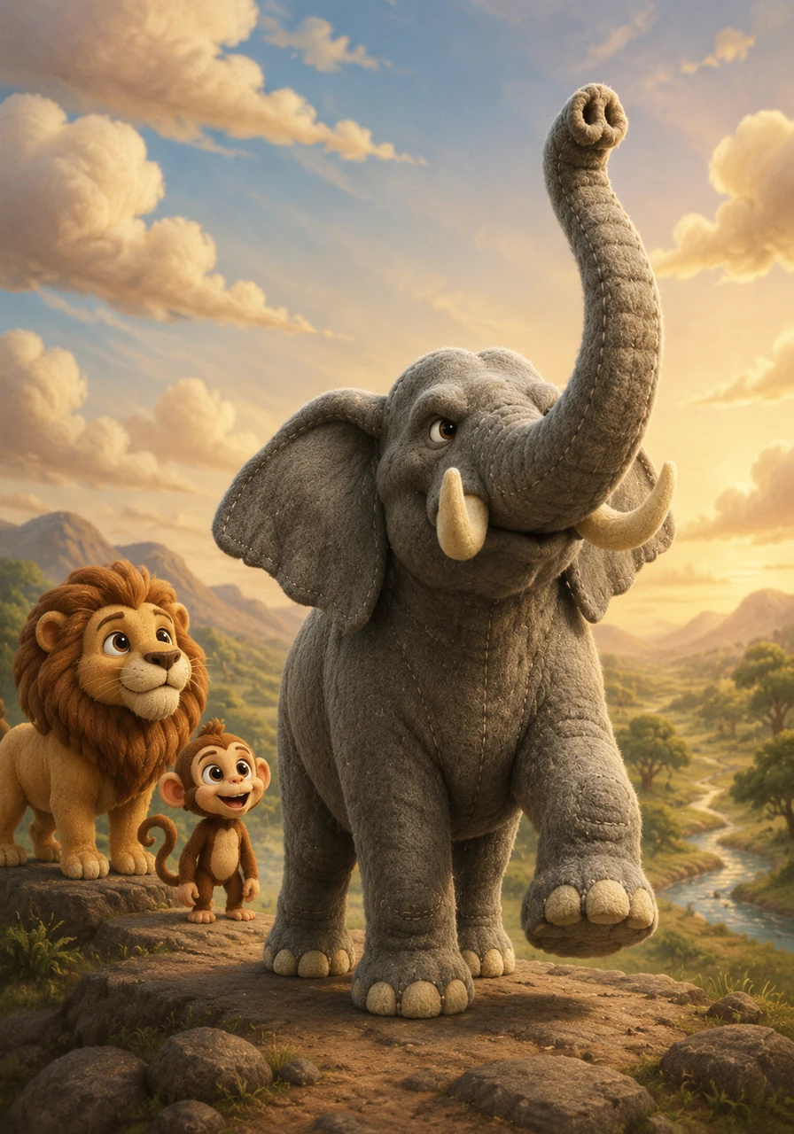 Gajraj the mighty elephant stepped forward, raising his long trunk high into the air. He offered to use his incredible strength to journey far beyond the horizon and search for a new water source.