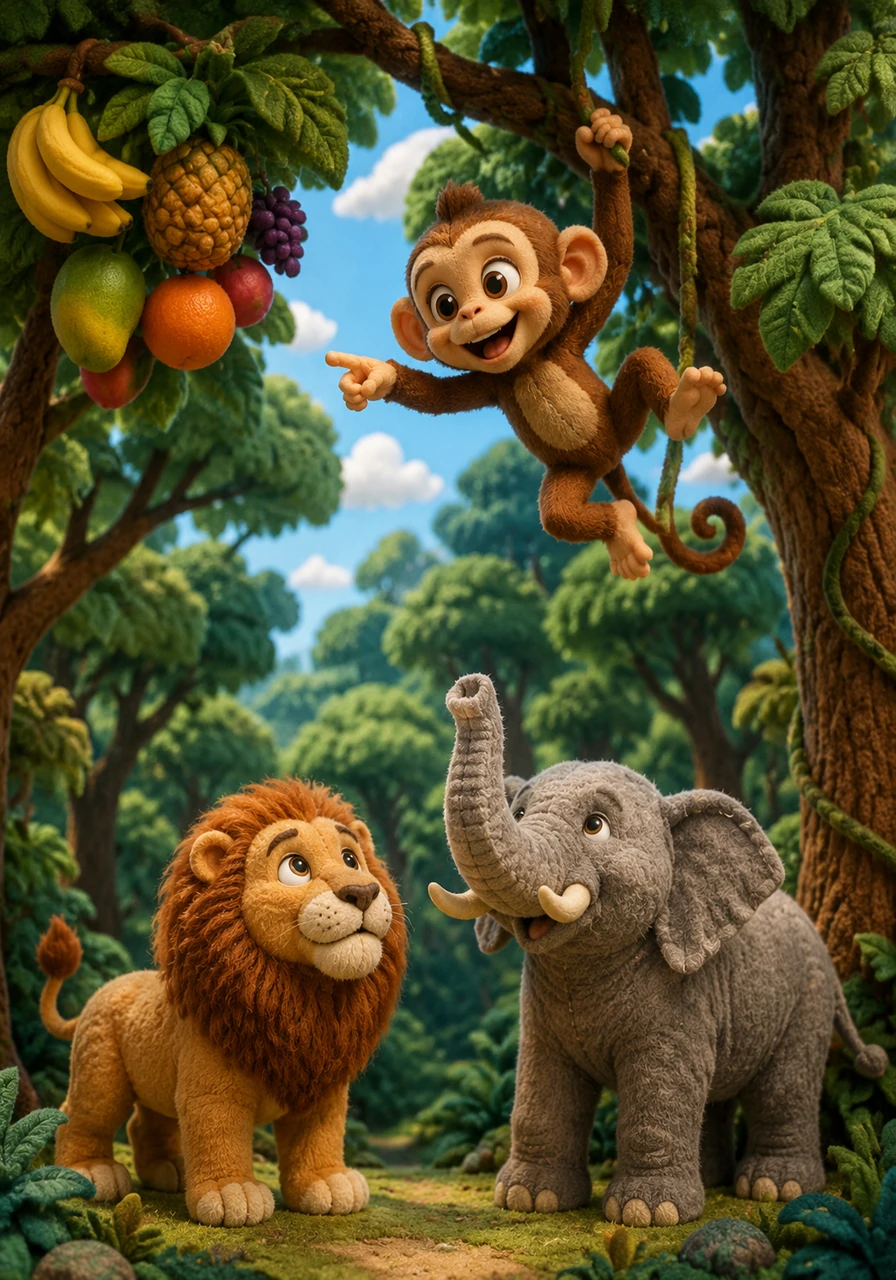 Chiku the energetic monkey chattered excitedly from the branches above, eager to do his part. He promised to swing through the highest treetops to gather juicy, hydrating fruits for everyone.