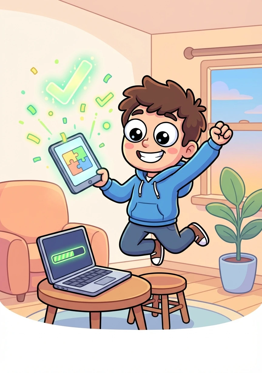 After hours of focused effort, Data Dan finally cracks the code and resolves the data validation issue. He experiences a surge of confidence and a deep sense of satisfaction.