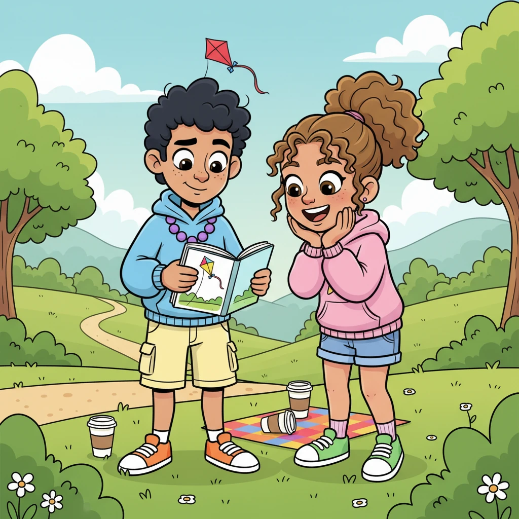 They found themselves chatting effortlessly about the simple joy of flying kites and the hidden beauty of the park. Liam shyly shared a glimpse of his sketches, and Aliayah expressed genuine admiration for his artistic talent. A comfortable, easy rhythm developed between them, filled with light laughter and shared smiles.