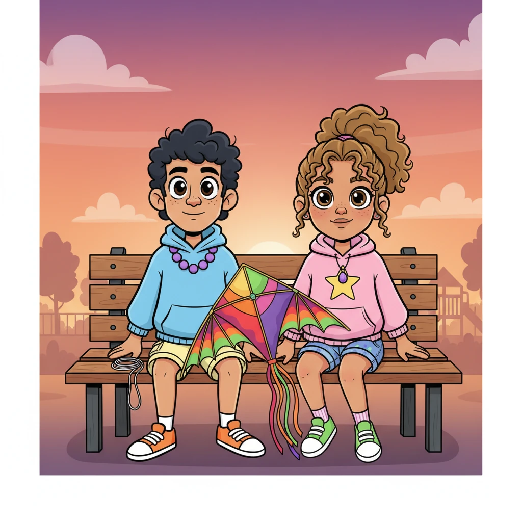 As the afternoon sun began its descent, painting the sky in breathtaking hues of orange and purple, they realized hours had flown by. They sat side-by-side on the park bench, the dragon kite now resting peacefully beside them, a colorful symbol of their unexpected connection. The world felt a little softer, a little brighter.