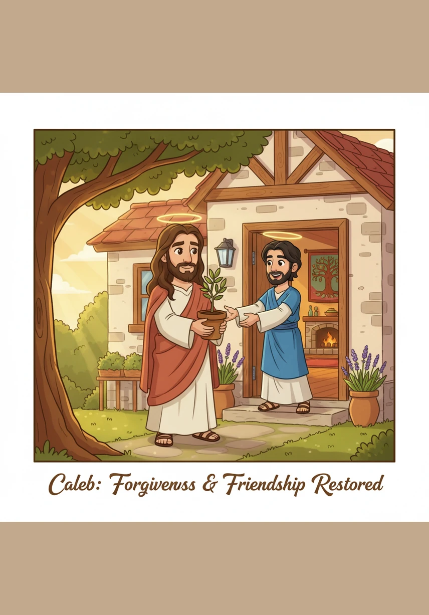 Caleb visits a friend with whom he had a disagreement, offering a hand of peace and a sincere apology. By embracing the ministry of reconciliation, he feels the heavy burden of conflict lift, replaced by the light of grace and renewed friendship.