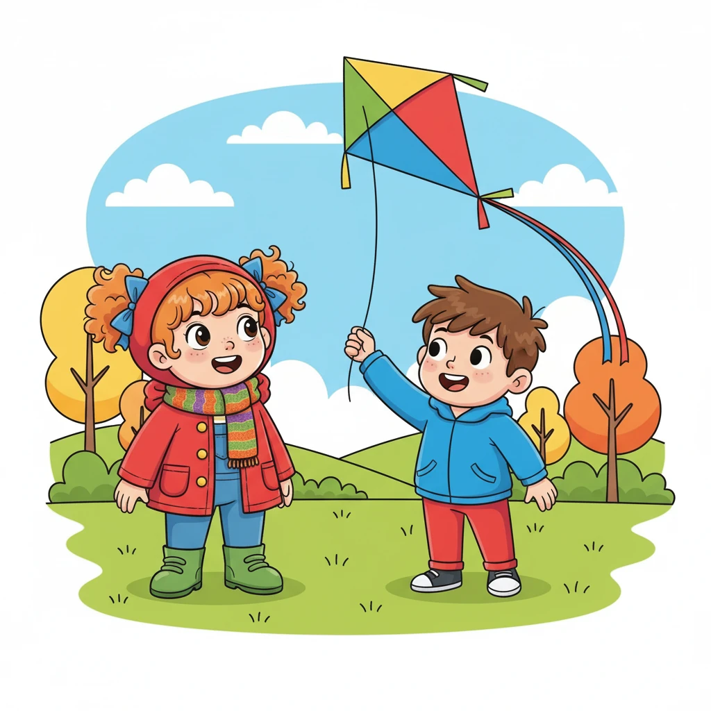 He has a kite, and he calls out, 'Lily! I'm Leo!'. I look at him, speechless, and my heart fills with joy.