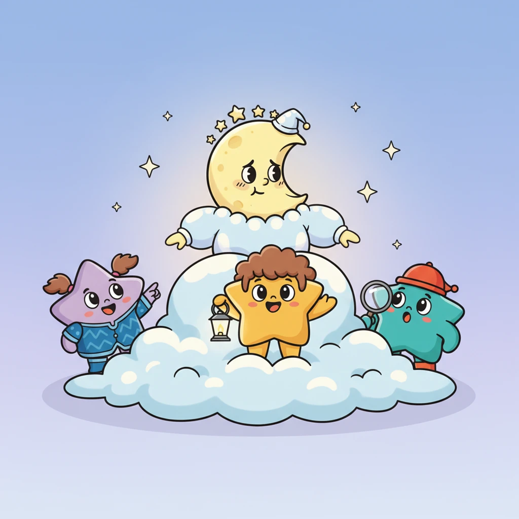 Encouraged by the boundless love of her friends, Luna slowly, shyly, began to glide out from behind the cloud. Her soft glow gradually brightened, and a tiny, hopeful smile began to form on her round face. She felt a little braver, surrounded by her loving friends.