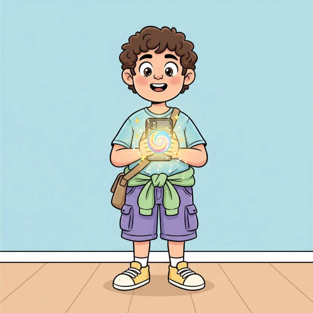 Tapping the icon, Alex was greeted by a vibrant, animated screen showing a single, glittering button labeled 'Explore New You!' Little stars spun around it, and a soft, chime-like sound hummed from the phone. It felt undeniably inviting and mysterious.