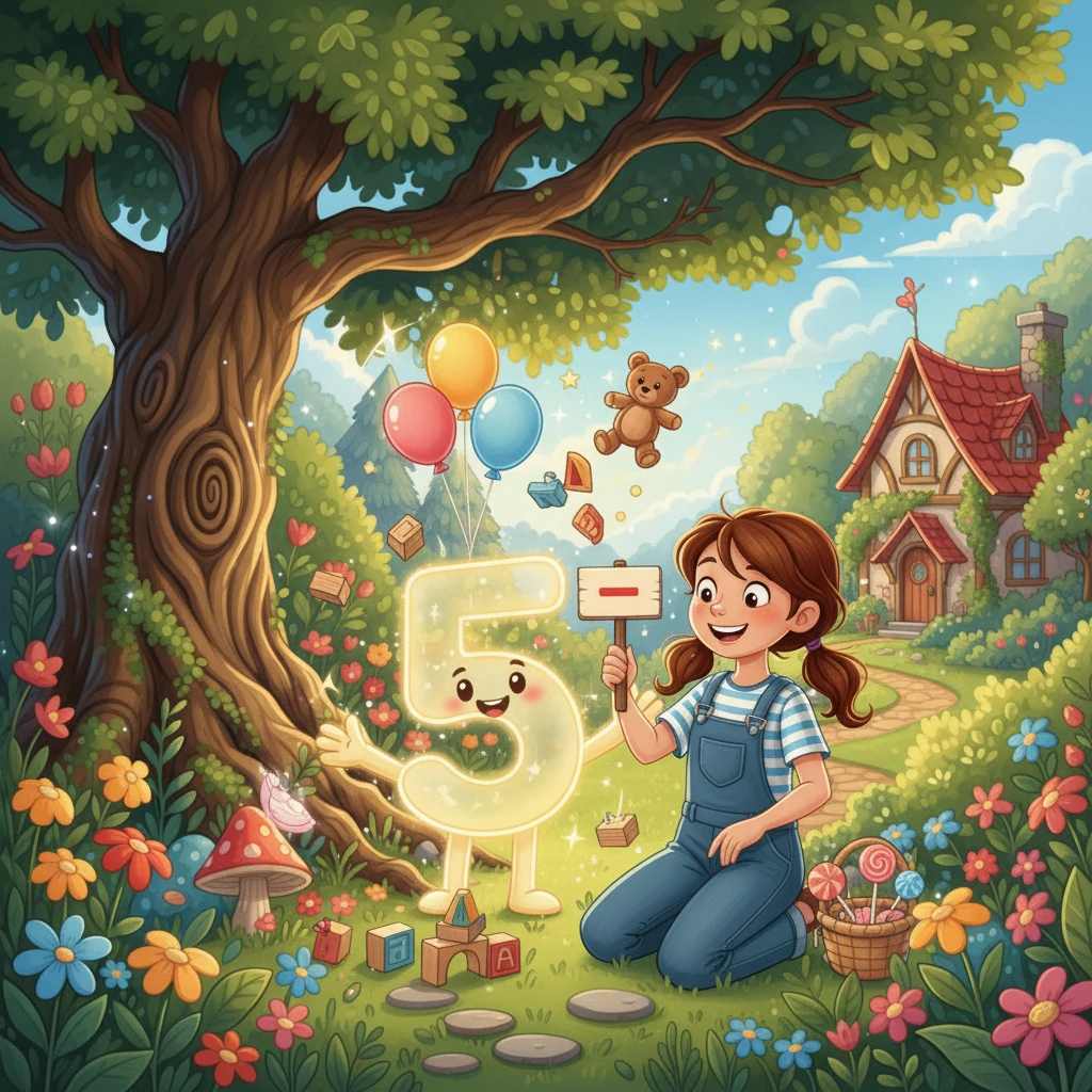 Em seguida, Sofia enfrentou a subtração. O número 5, um amigo sorridente, apresentou a ideia de tirar. Ela praticou subtraindo balões, brinquedos e doces, compreendendo que a matemática podia ser divertida e interessante.
