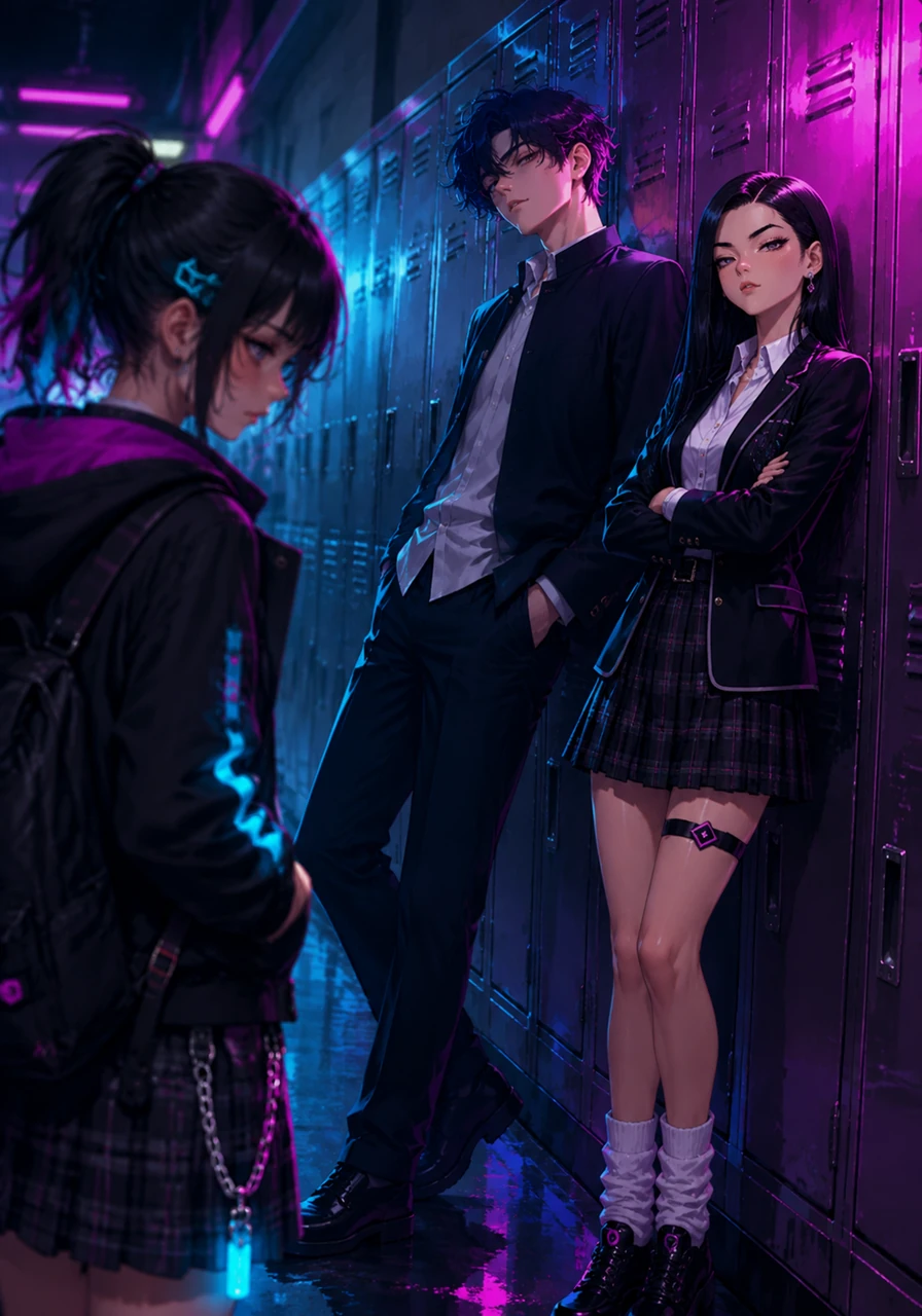 Jason and Ariana lean against a row of lockers, their polished appearances masking the sharp, unkind words they aim at passing freshmen. When their cold gazes lock onto Shanie, she feels the familiar sting of being an outsider in a place that demands conformity.