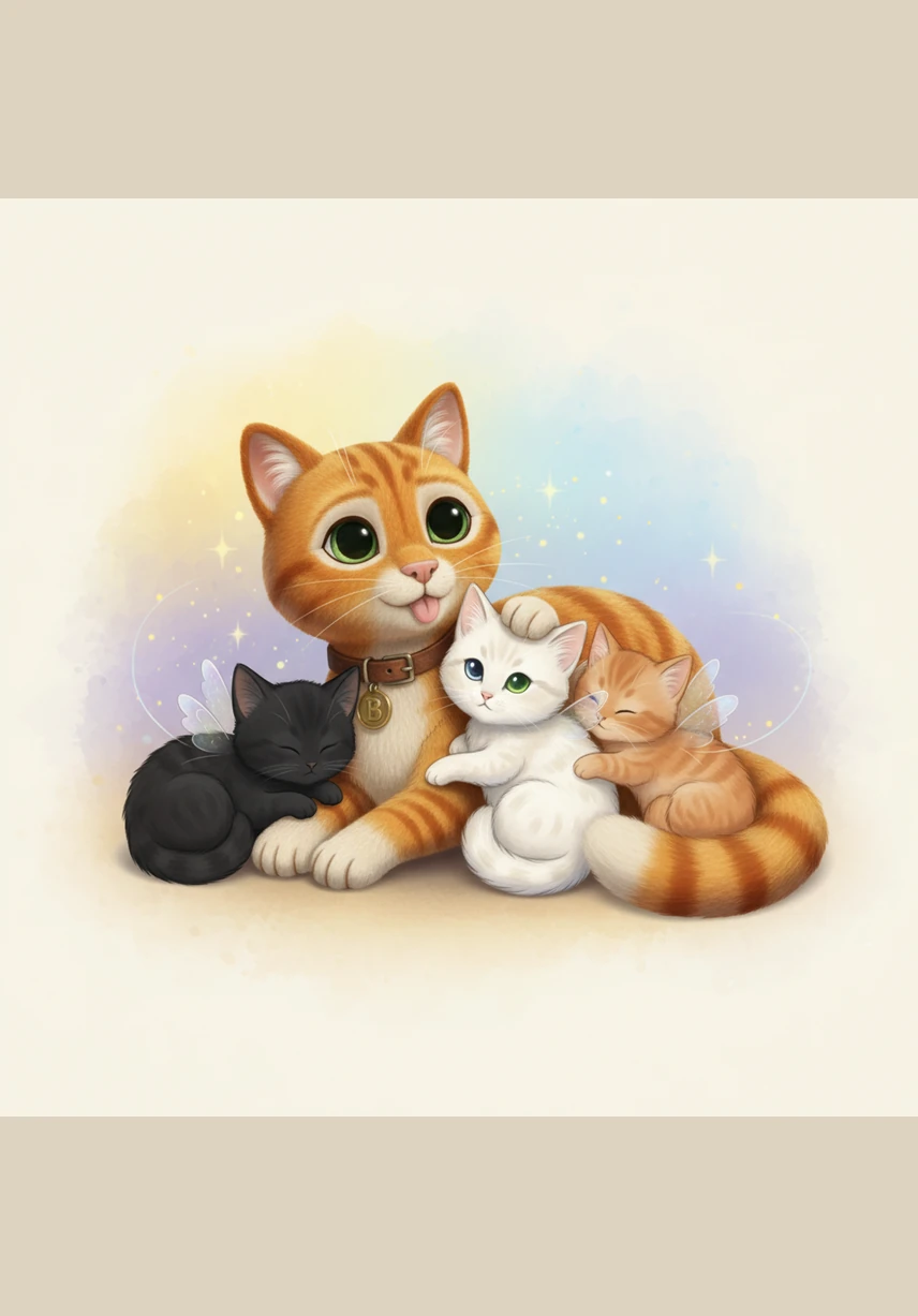 When he finally reaches the cardboard box, three pairs of wide, bright eyes greet him with pure joy. The kittens let out tiny mews of excitement as Barnaby drops the fish in the center of their humble home. He watches with a tired but proud smile as his children finally begin to eat.