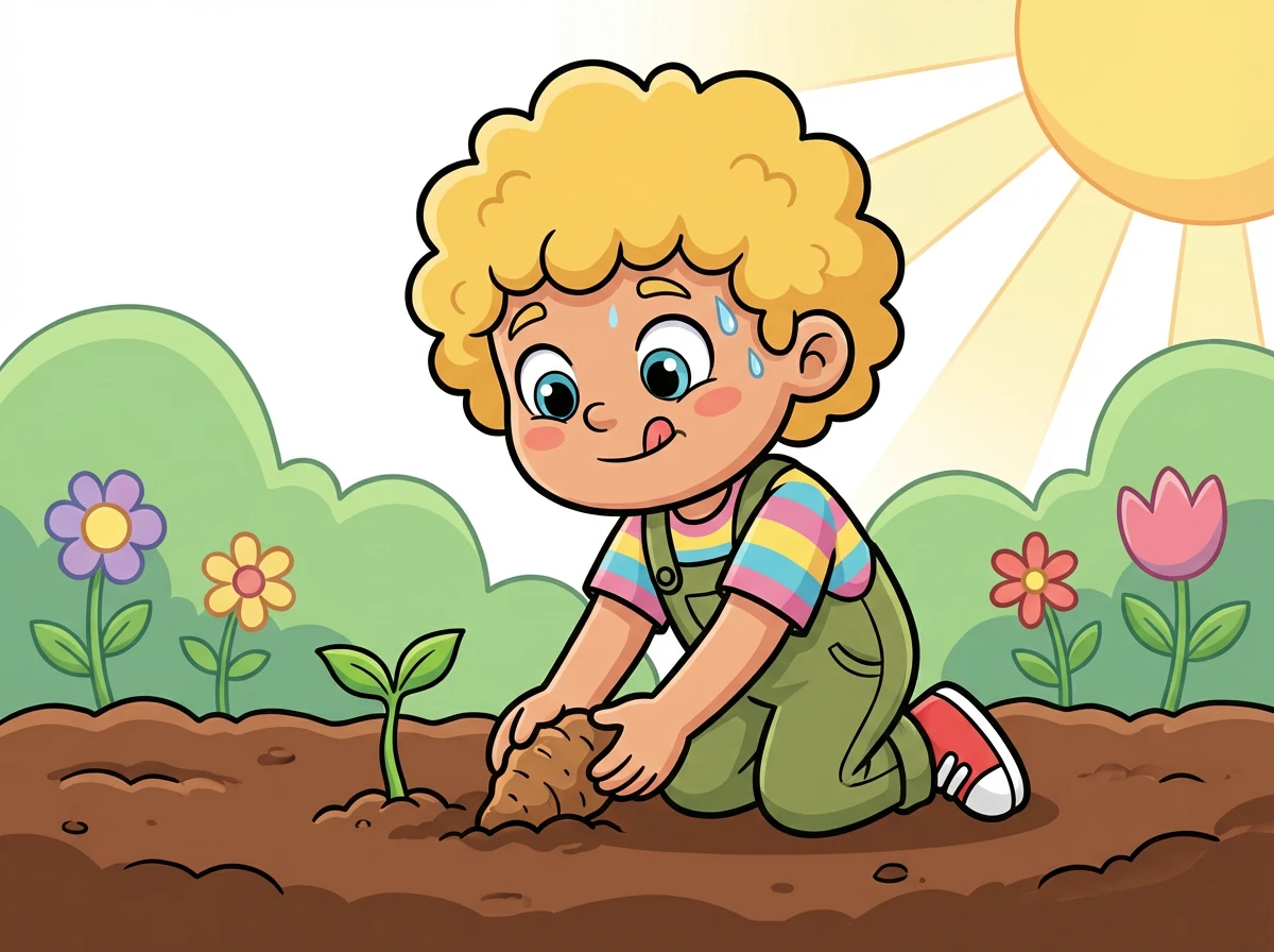 Sunny pushed a tiny root down into the earth, and a little sprout reached for the sky. It was hard work, but Sunny kept going.