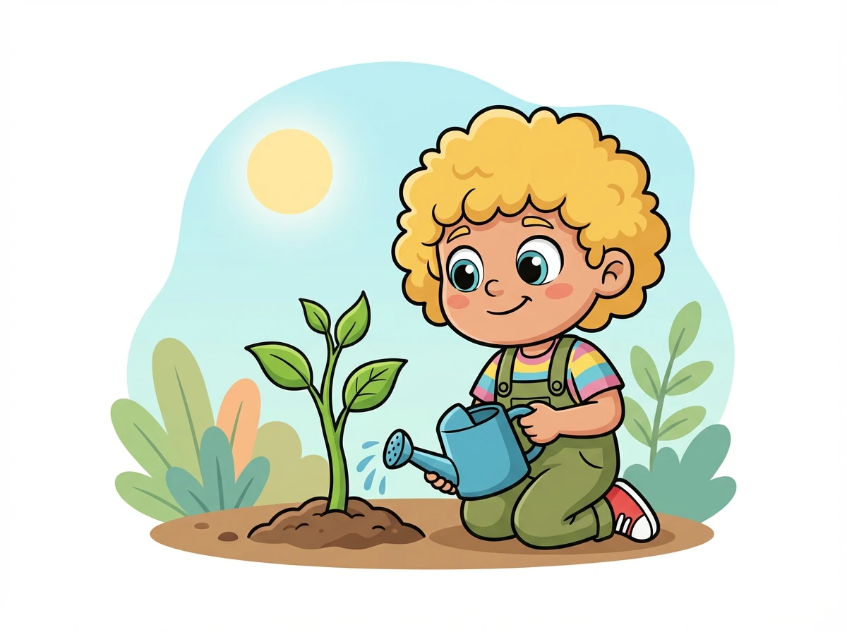 Sunny ignored the teasing and focused on growing. More leaves unfurled, and the sprout grew taller each day.