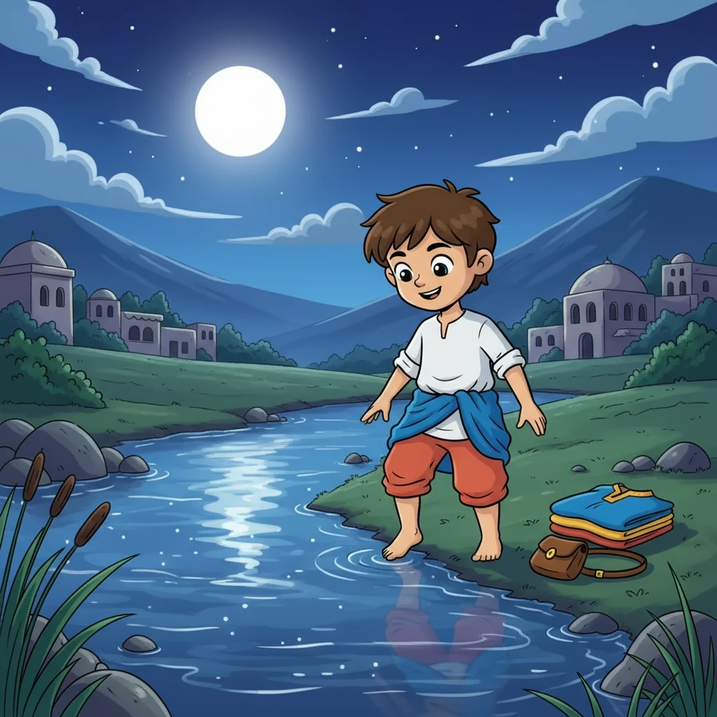 In the year 1900, under the starry Iranian night, Kaveh, a villager, decided to bathe in the cool river. The moon cast long shadows as he undressed, eager for a refreshing swim after a long day of work. Little did he know, a remarkable encounter awaited him in the water.