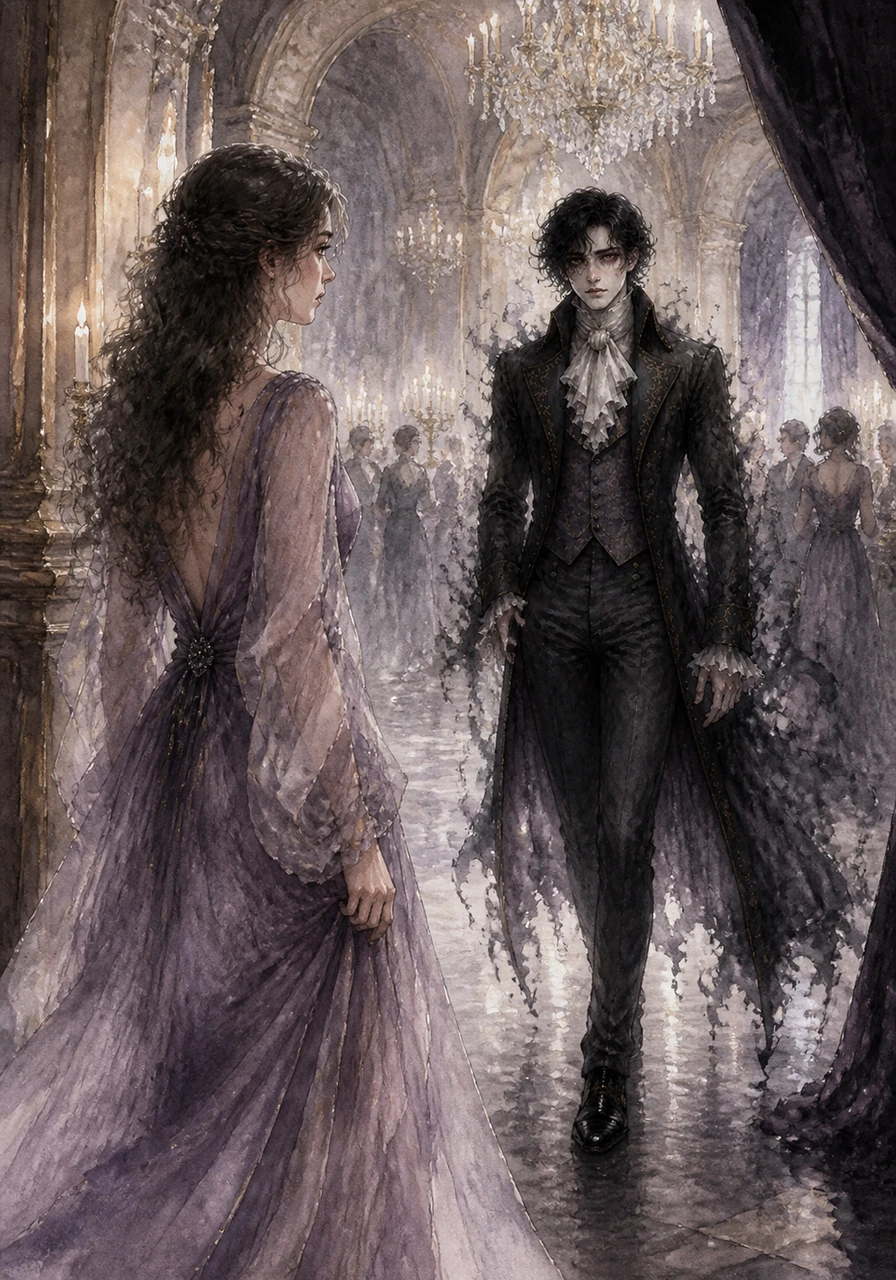 Inside the grand ballroom, Julian emerged from the velvet shadows, his eyes burning with a mixture of longing and despair. He moved with a predatory grace that sent shivers down Elara's spine, yet she did not turn away.