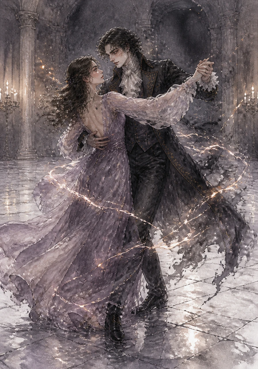 Without a word, they began to dance across the cracked marble floor to a melody only they could hear. Every touch felt like a spark in the cold dark, a dangerous rhythm that bound their souls together.