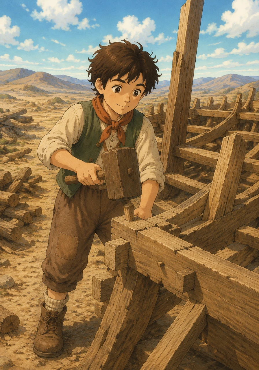 Noah didn't quite understand why God wanted him to build a giant boat in the middle of dry land, but he knew he must trust God. With strong wood and a heavy hammer, he started to build.