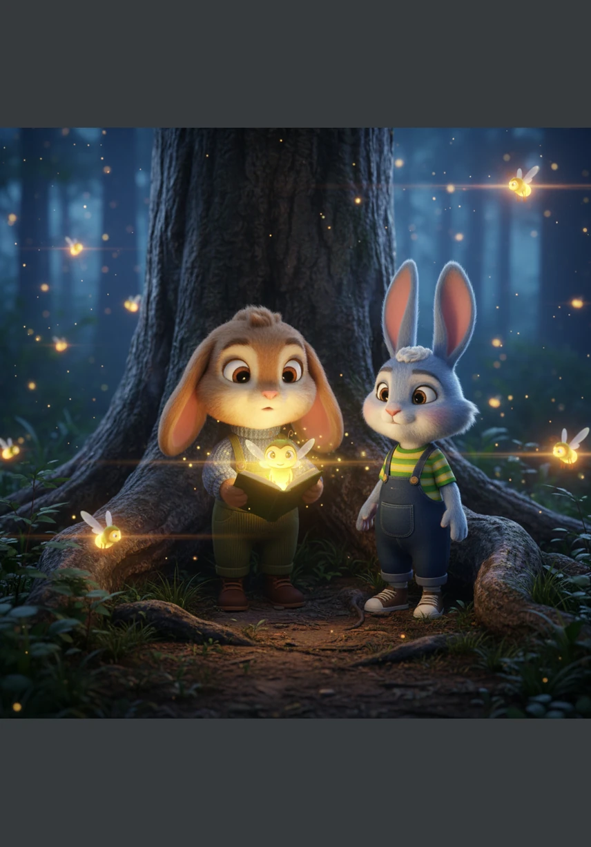 Suddenly, a loud crack echoed through the trees, making Barnaby jump high into the air with a tiny squeak. He scrambled behind a cluster of large, spotted mushrooms, his heart thumping like a little drum against his chest. He squeezed his eyes shut, wishing he was back in his cozy, warm bed with his family.