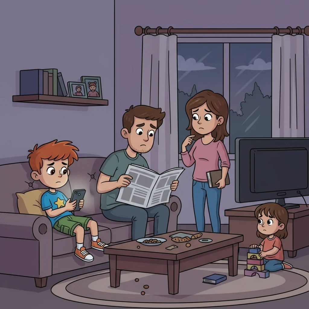 Mum had often told Leo to put his phone away, but he rarely listened. He spent hours scrolling, chatting, and gaming, missing out on conversations and family moments. He felt a sense of disconnect, but it was a feeling he was used to.